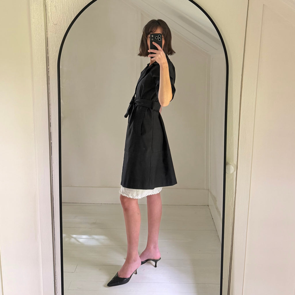 Theory Lyda Short Sleeve Tie Waist Trench Coat Size P
