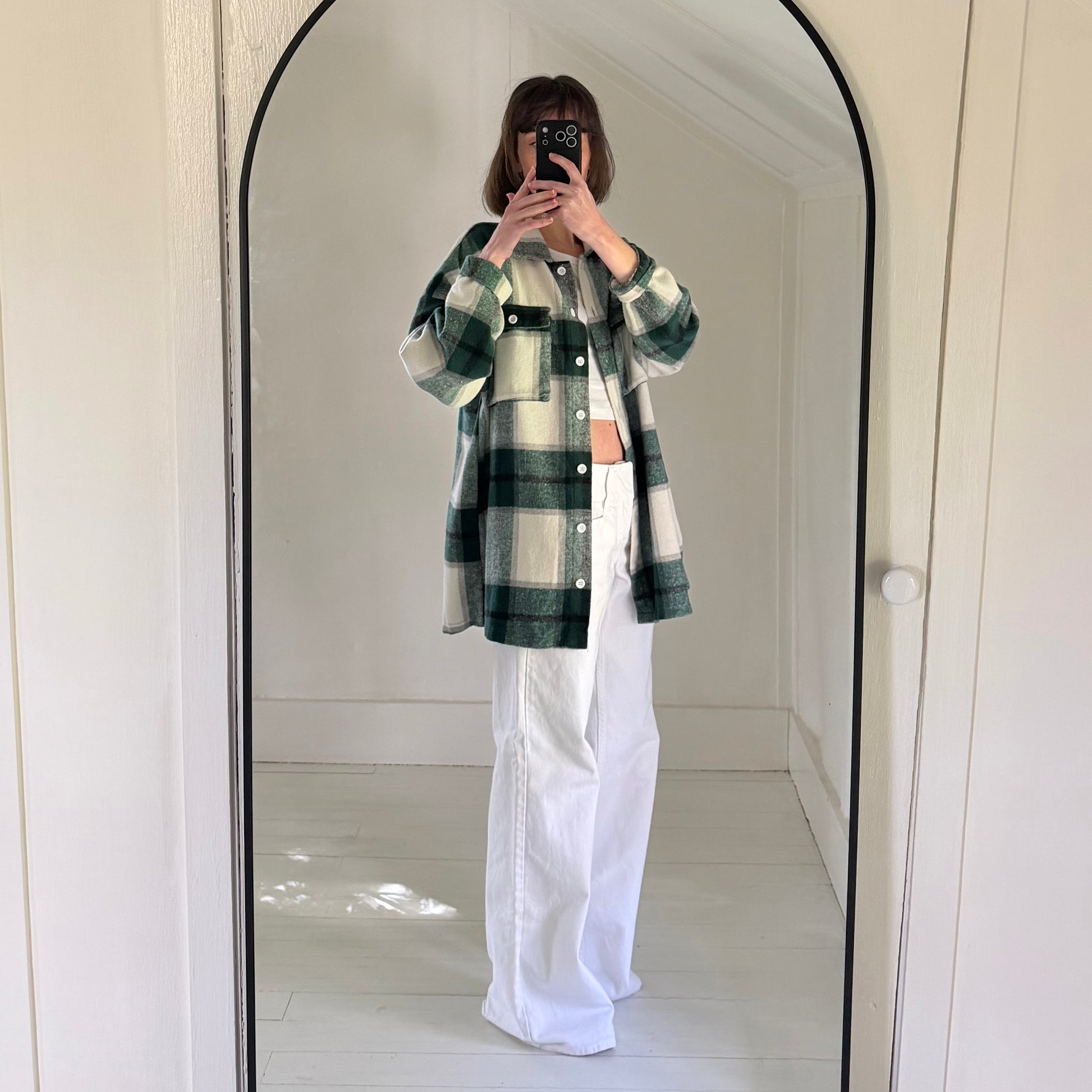 Lovers + Friends Kaianna Plaid Flannel Shacket in Green Multi Size L