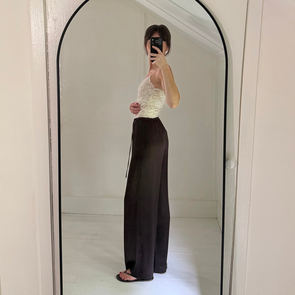 & Other Stories Drawstring Satin Trousers in Dark Brown NWT Size 0