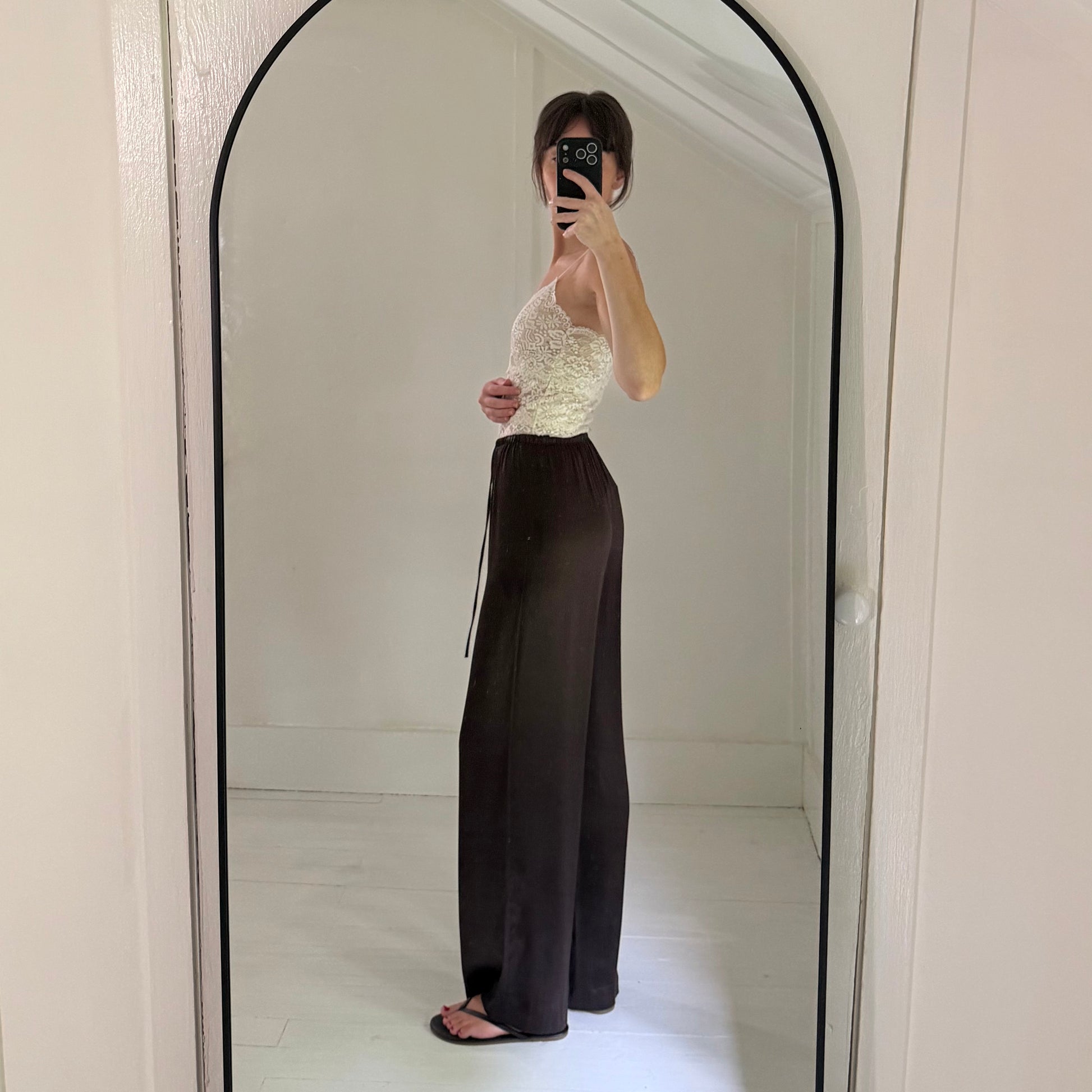 & Other Stories Drawstring Satin Trousers in Dark Brown NWT Size 0