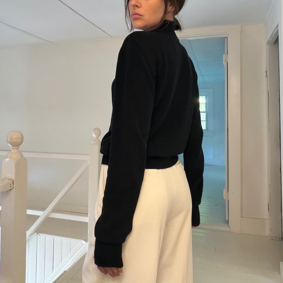 Tomas Maier Cotton Knit Buttoned Shoulder Turtleneck Sweater Black Size S