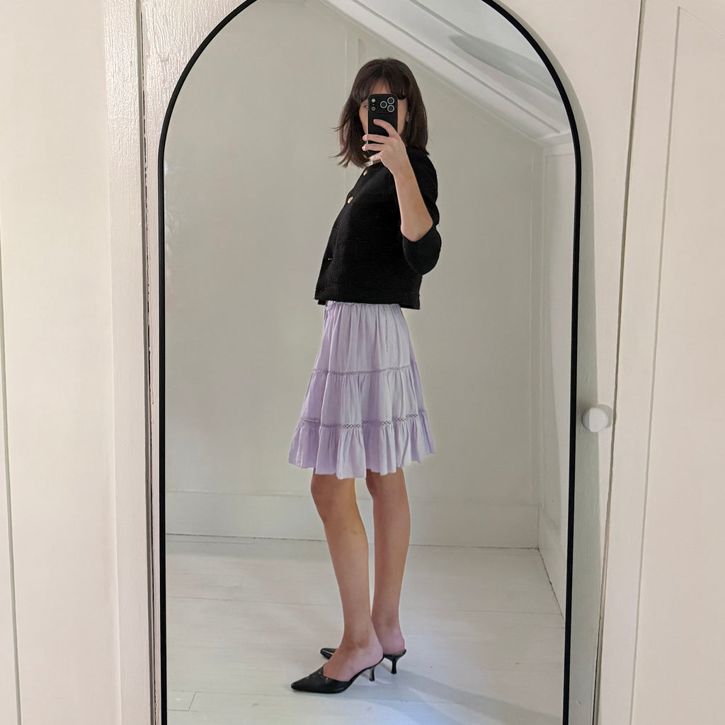 Isabel Marant Etoile Lioline Tiered Mini Skirt in Lilac Size 40