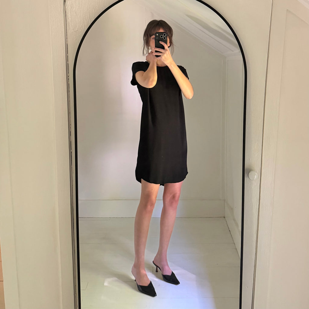 Madewell Crewneck Button-Back Easy Mini Dress in True Black Size XXS