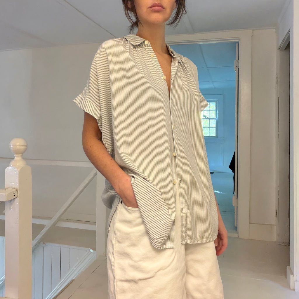 Madewell Button Down Central Shirt in White Wash Luis Stripe Size S