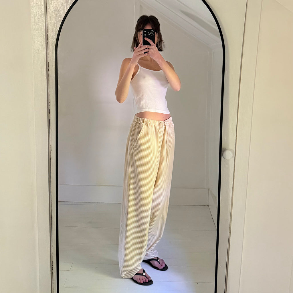 Orvis Seersucker Striped Wide Leg Drawstring Pants Size LP