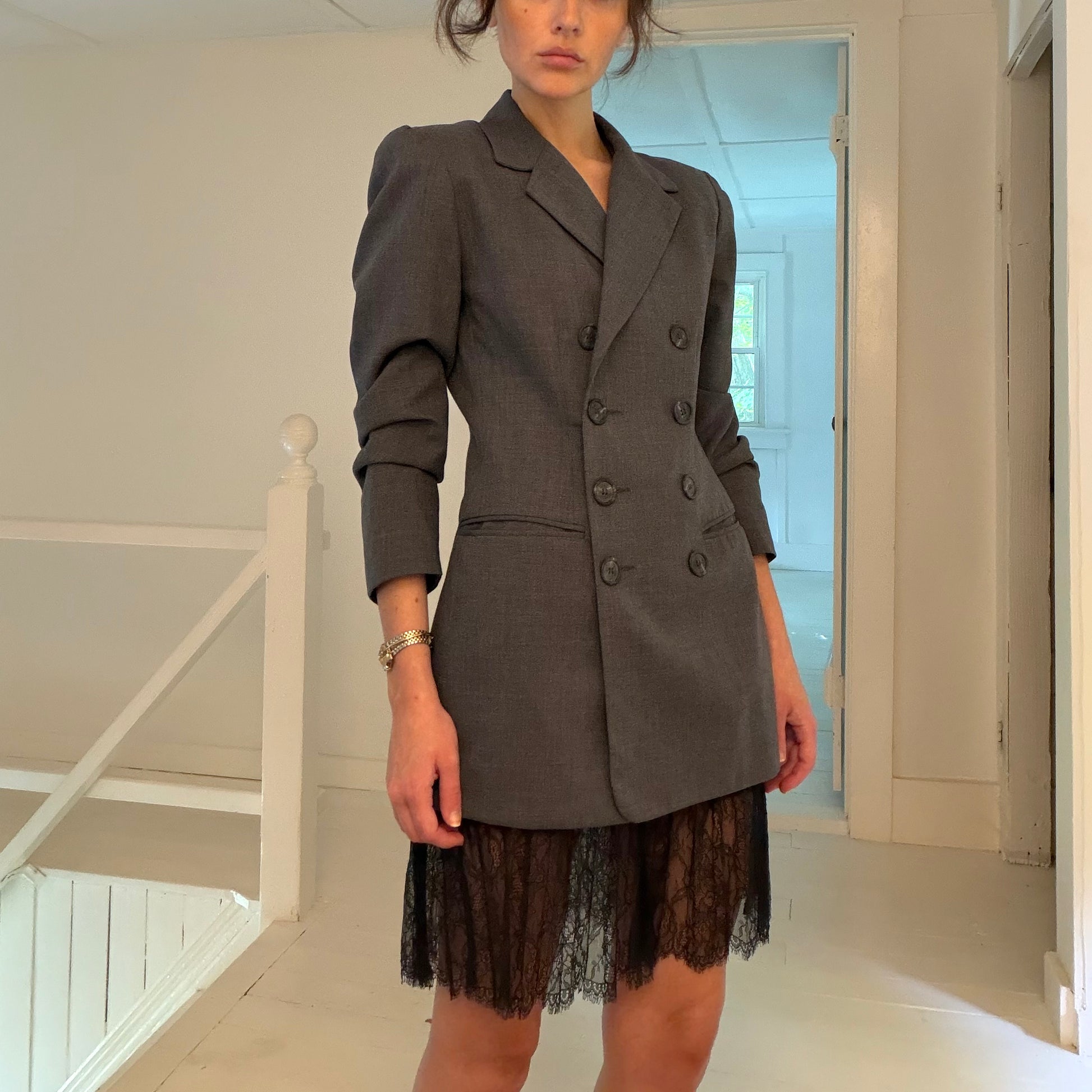 Hugo Buscati Milano Vintage 90s Wool Double Breasted Blazer Jacket Size 2