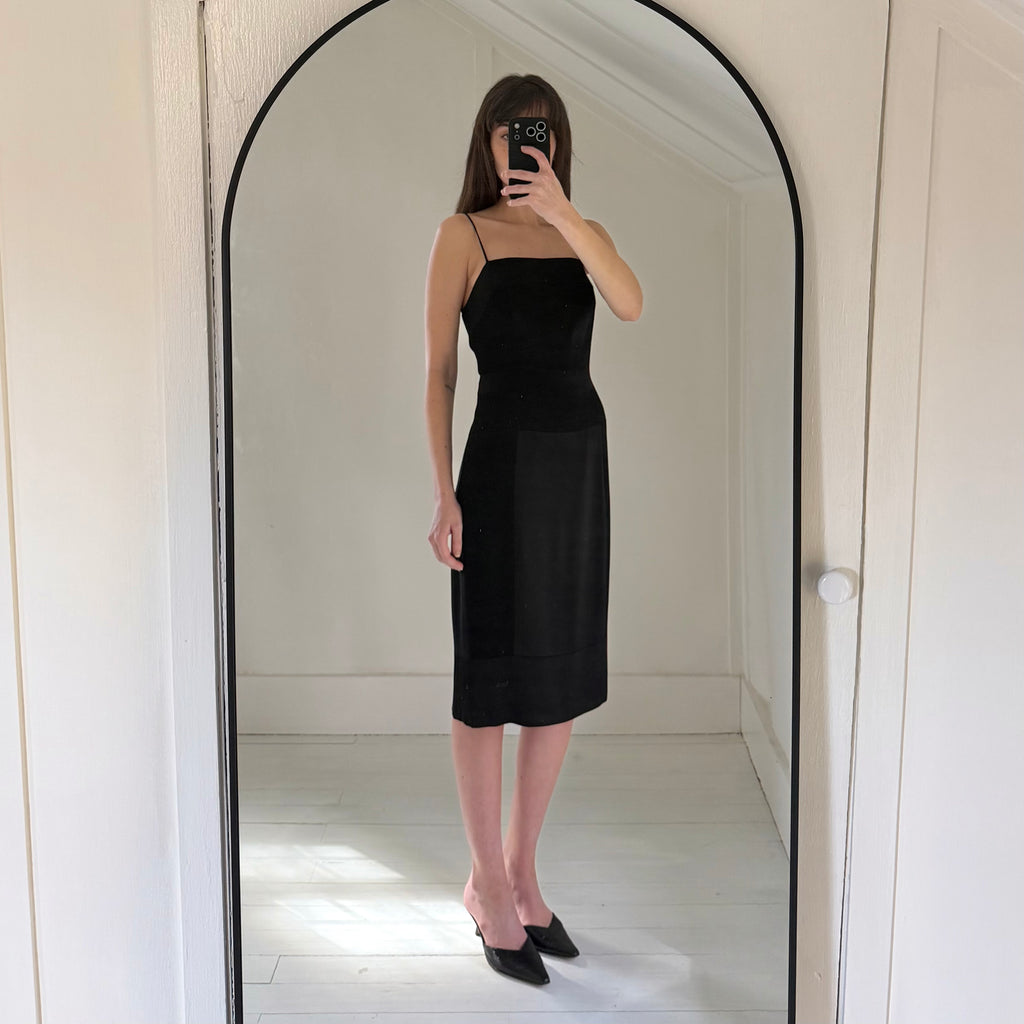 Emanuel Ungaro Vintage 90s Satin Panel Midi Dress Size 2/36