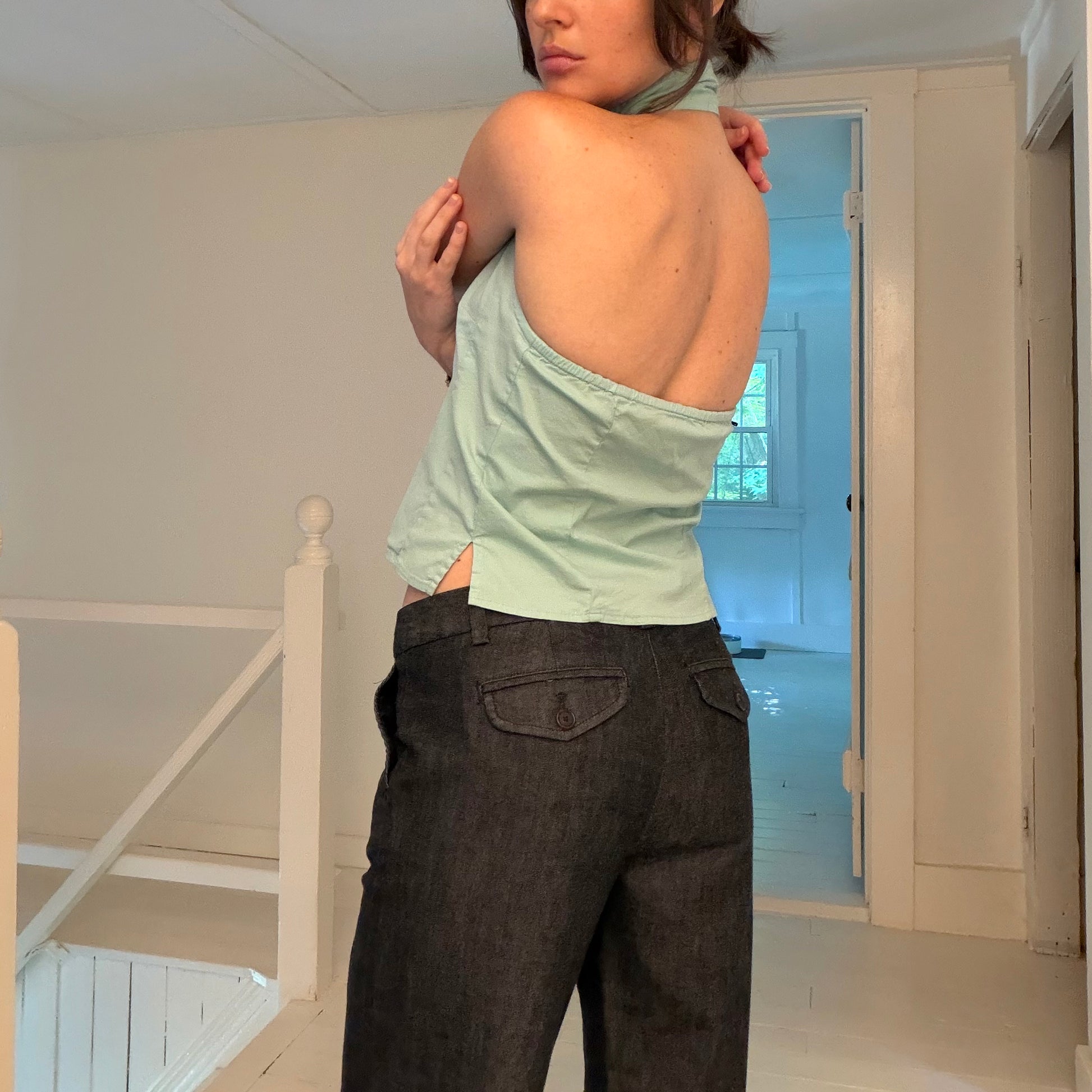 Jones New York Sport Vintage 90s Button Front Halter Top Size 2P
