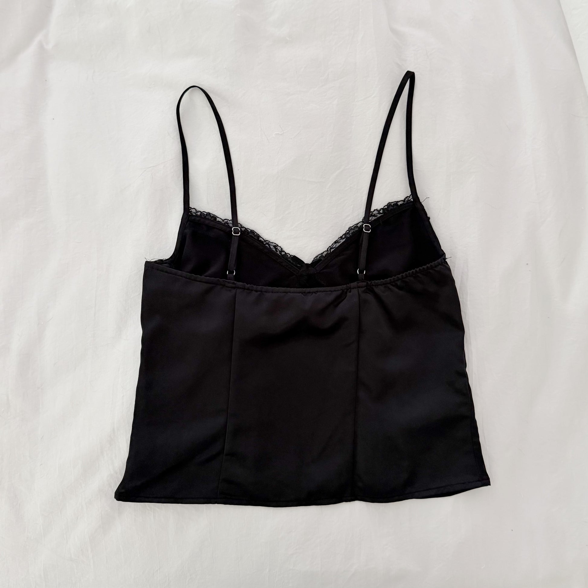 H&M Lace-Trimmed Satin Bustier Top in Black Size XXS