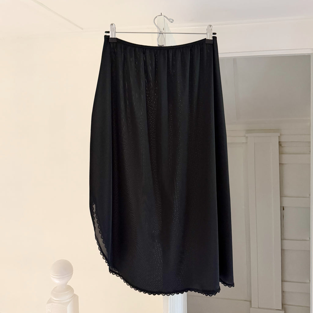 Sears Vintage 70s Lace Trim Midi Slip Skirt Size L