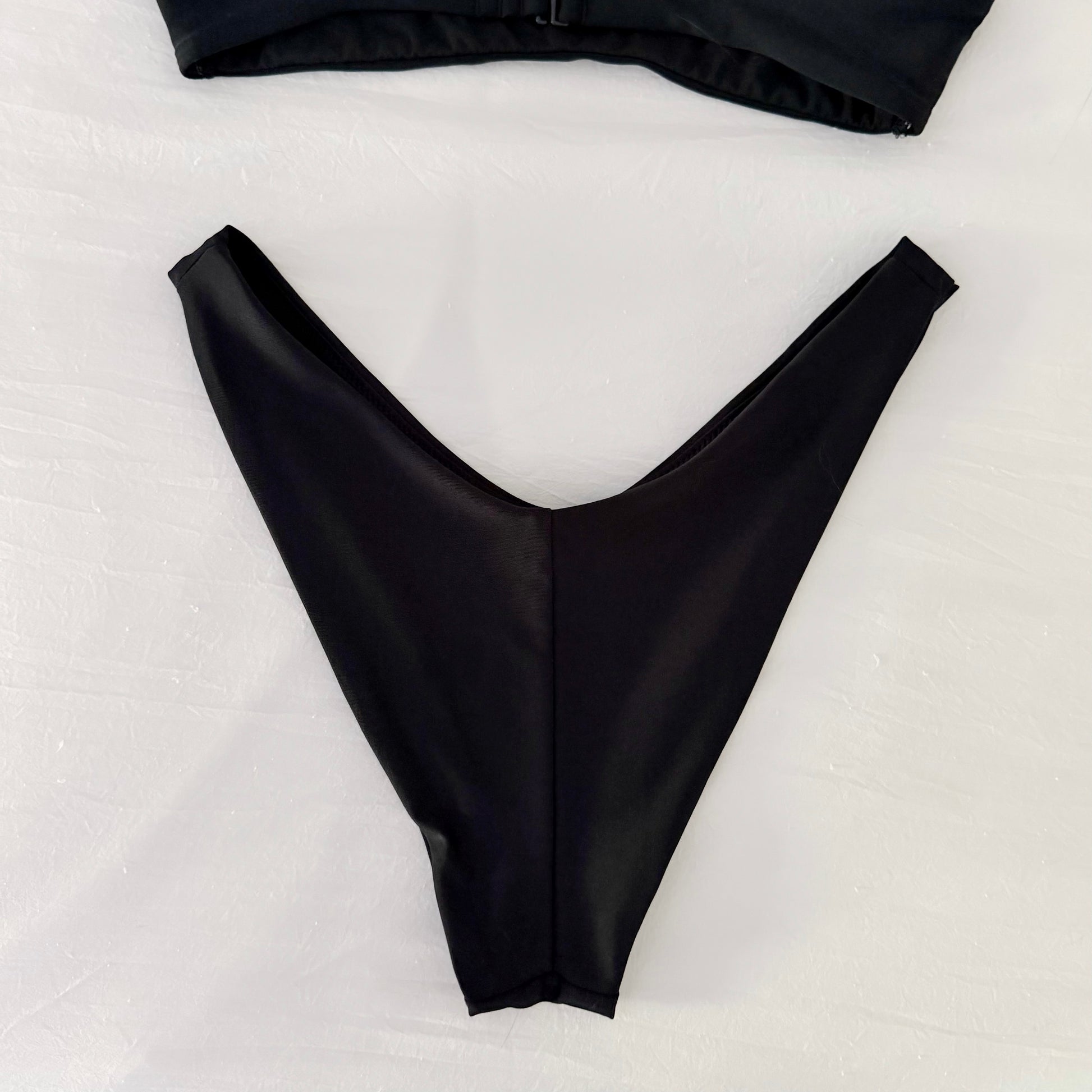 Aerie Scoop Top & High Cut Cheekiest Bottom Bikini Set in True Black Size XS/S