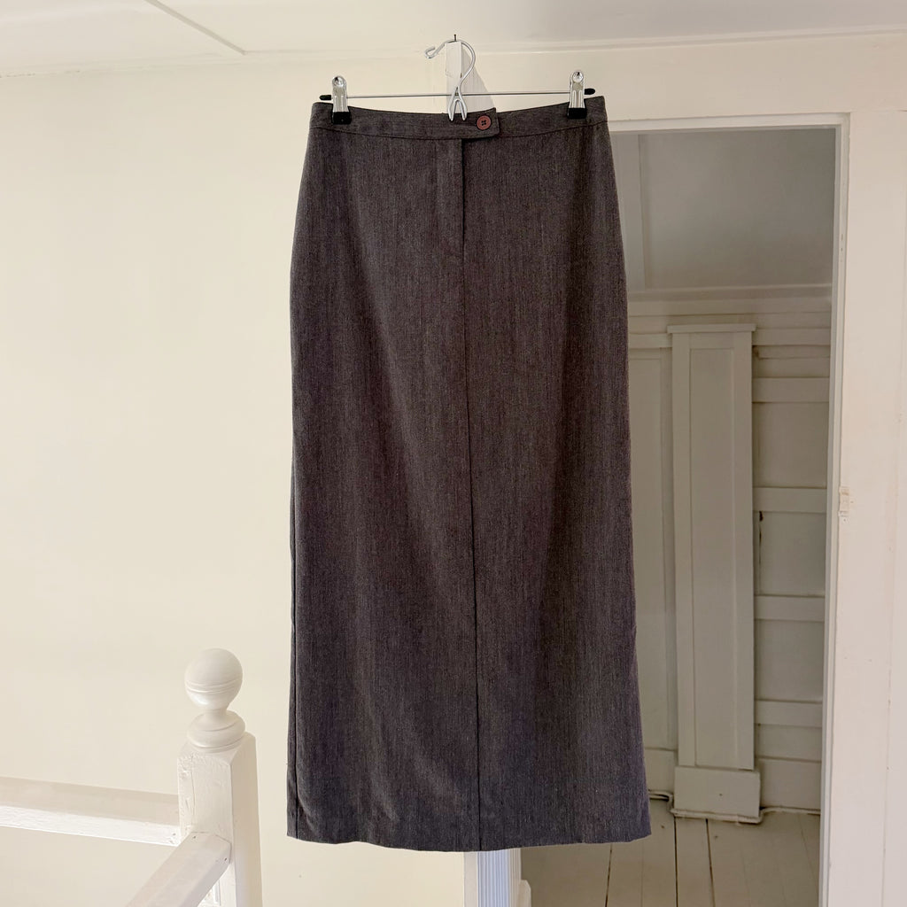 Express Vintage Y2K Wool Blend Maxi Pencil Skirt Size 7/8 Grey