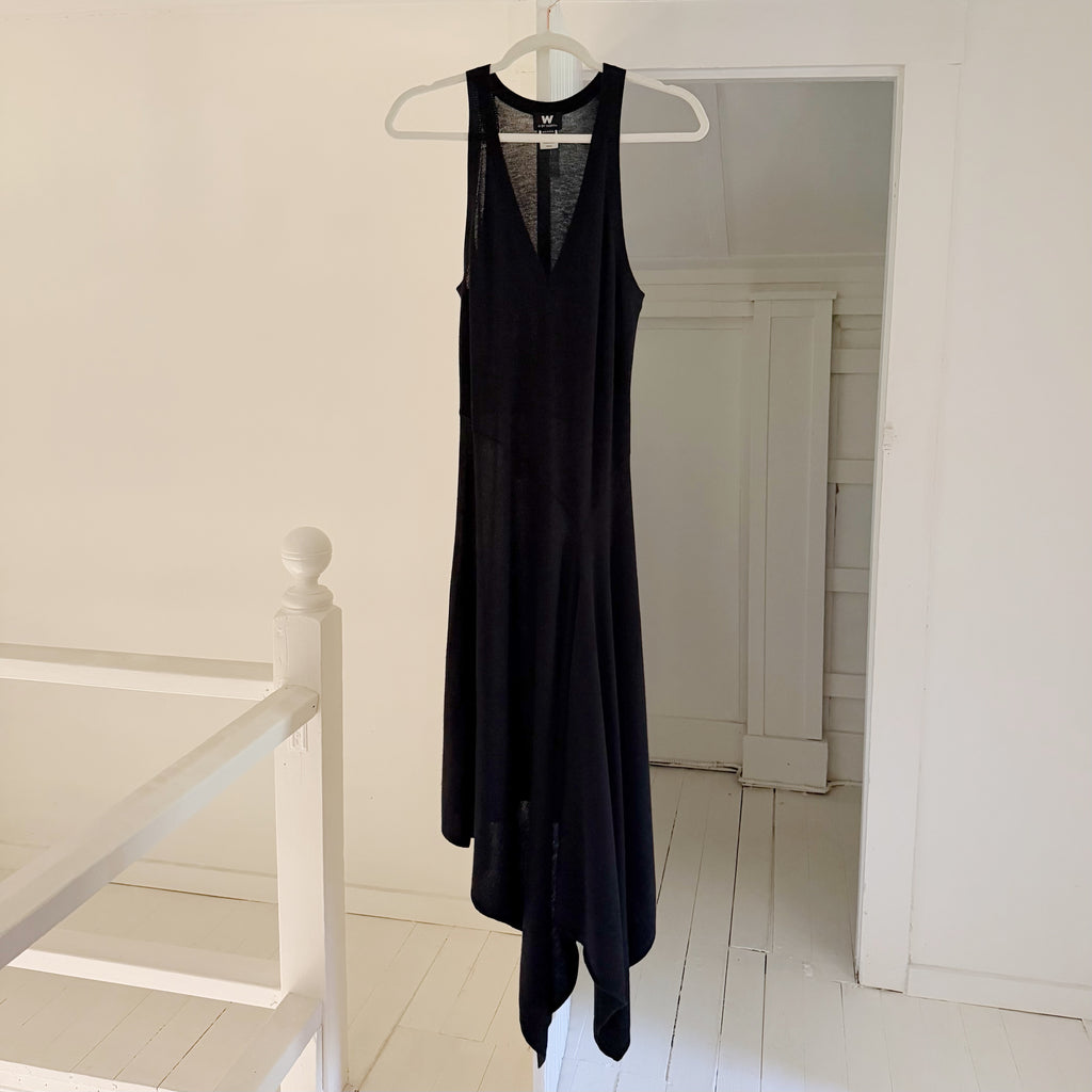 W by Worth Wool Cashmere Knit Bias Cut Handkerchief Midi Dress Size P