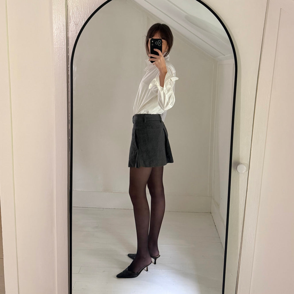 See By Chloe Y2K Wool Pleated Mini Skirt Charcoal Grey Size US 4