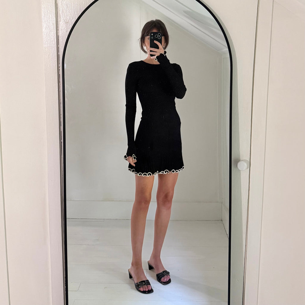 ML Monique Lhuillier Sona Knit Contrast Trim Mini Dress Size XSP