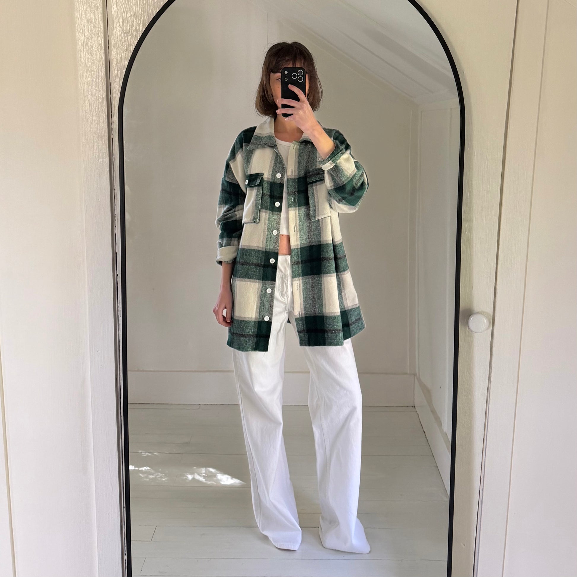 Lovers + Friends Kaianna Plaid Flannel Shacket in Green Multi Size L