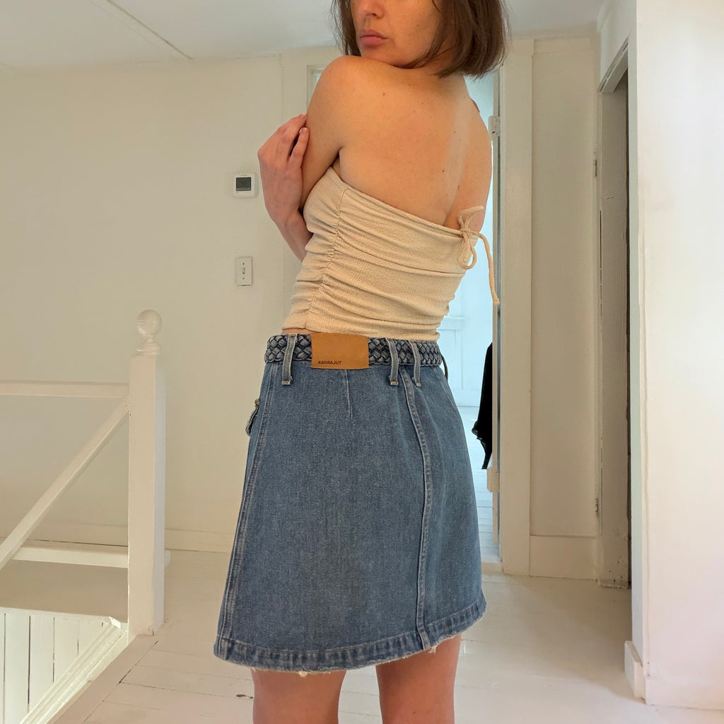 Tularosa Madelyn Denim Mini Skirt in Fuji Size 25
