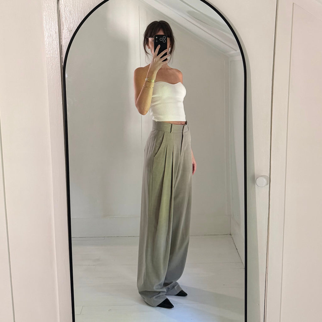 The Frankie Shop Gelso Pleated Trousers in Taupe Melange NWT Size S