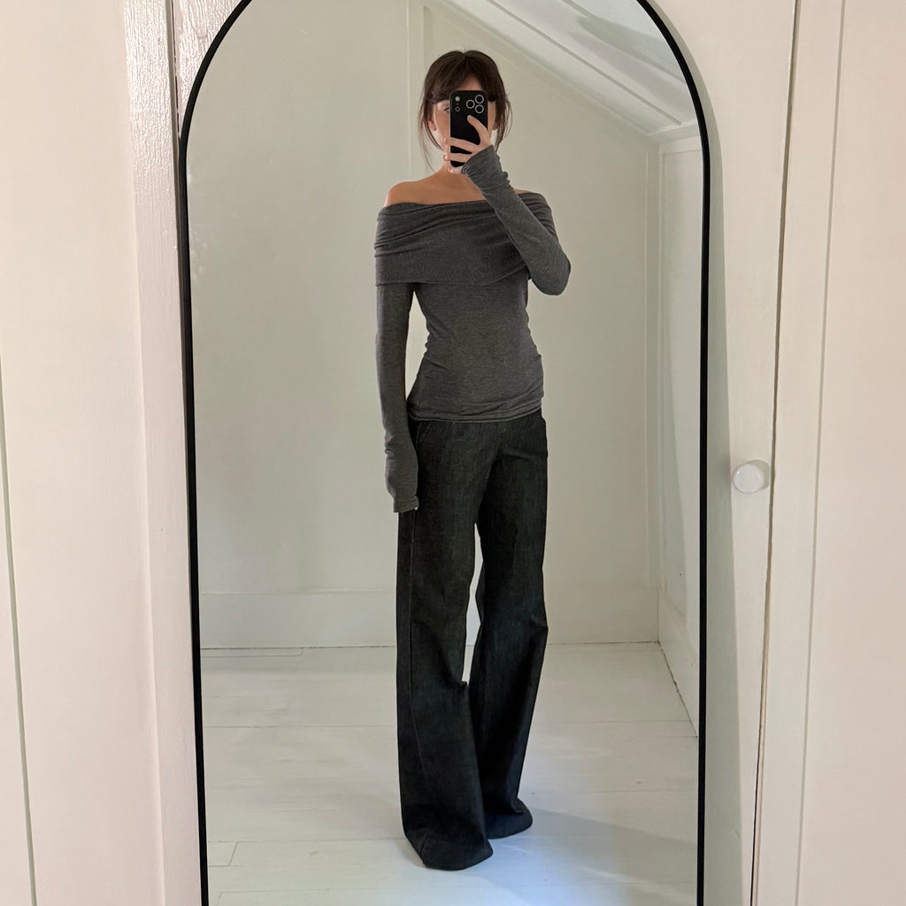Source Unknown Jersey Knit Off Shoulder Overlay Top OS