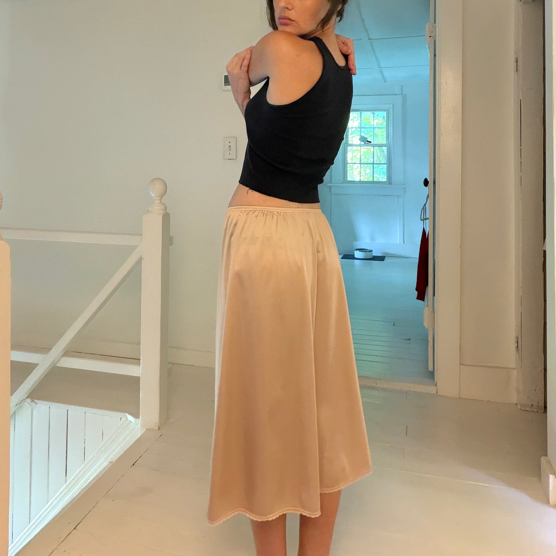 Vanity Fair Vintage Y2K Lace Trim Midi Slip Skirt Size L