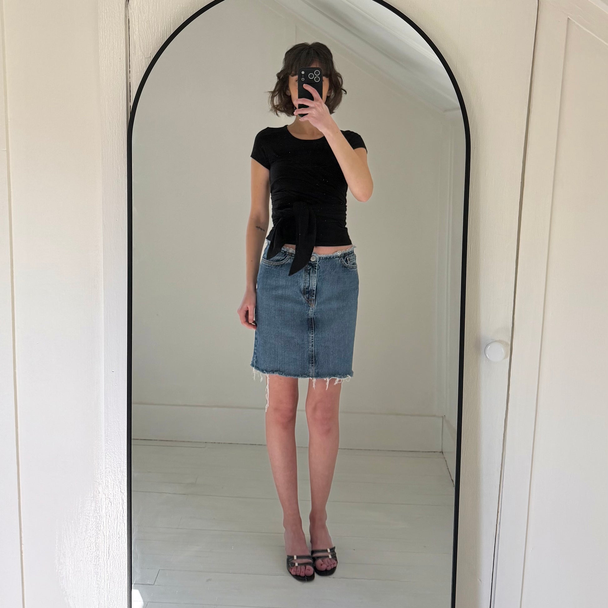 Lucky Brand Dungarees Vintage Y2K Raw Hems Denim Skirt Size 2/26