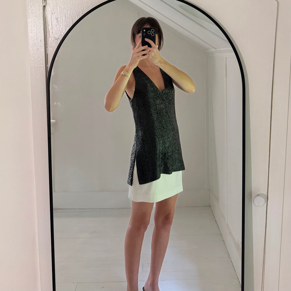 Saks Fifth Avenue Vintage 60s Metallic Tinsel Top Size 7