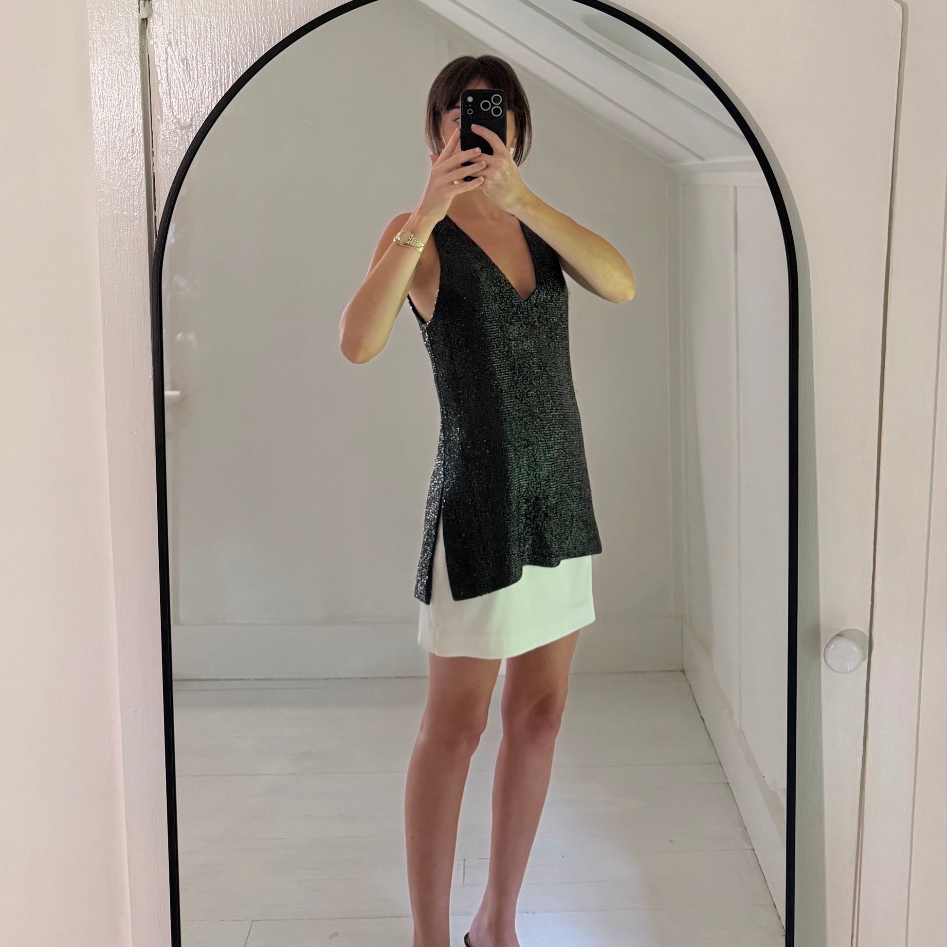 Saks Fifth Avenue Vintage 60s Metallic Tinsel Top Size 7