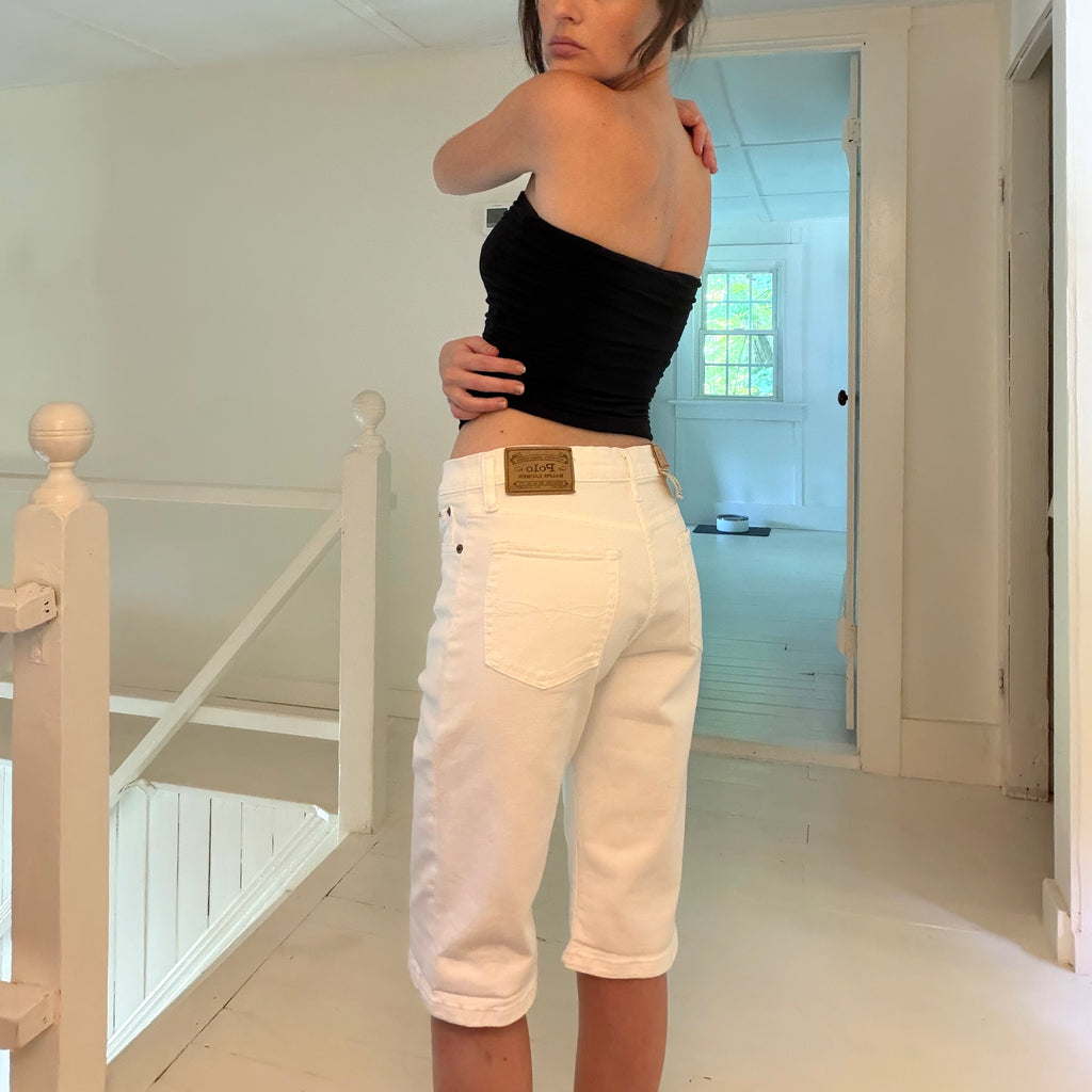 Polo Ralph Lauren The Sullivan Slim Bermuda Jean Shorts Dell White Size 20 NWT