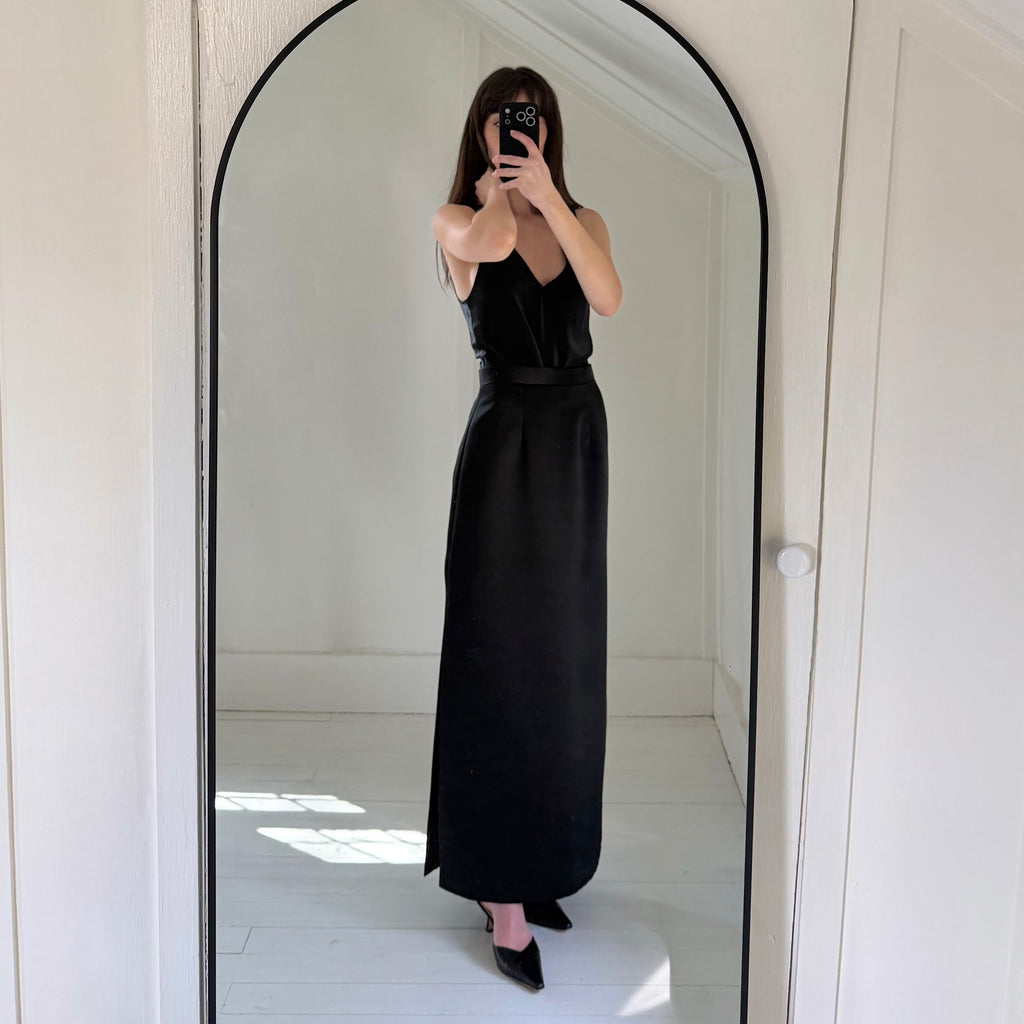 J.R. Nites by Caliendo Vintage 90s Satin Straight Maxi Skirt Size 6P