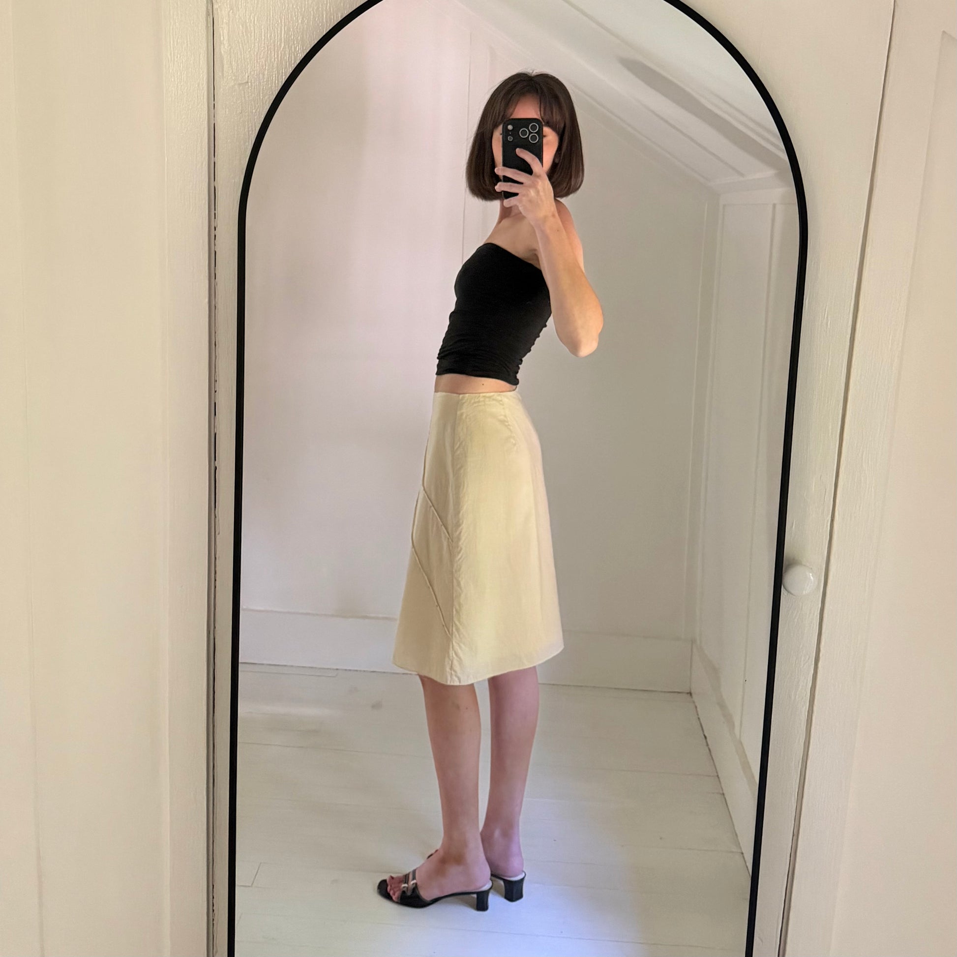 August Silk Vintage Y2K Beaded Pintuck Cotton Pencil Skirt Size 6P