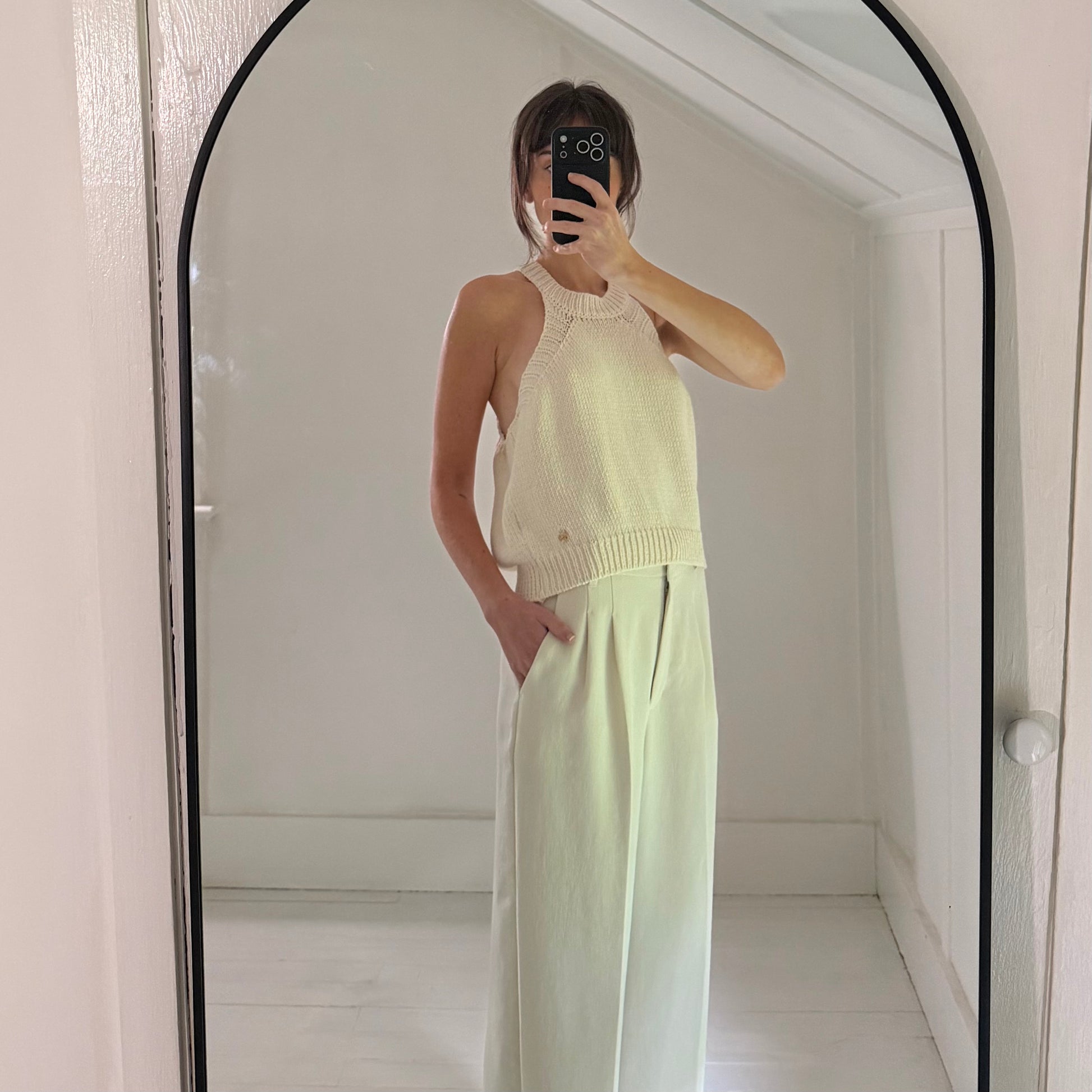 Leha Mate Knit Halter Top in Ivory NWT OS