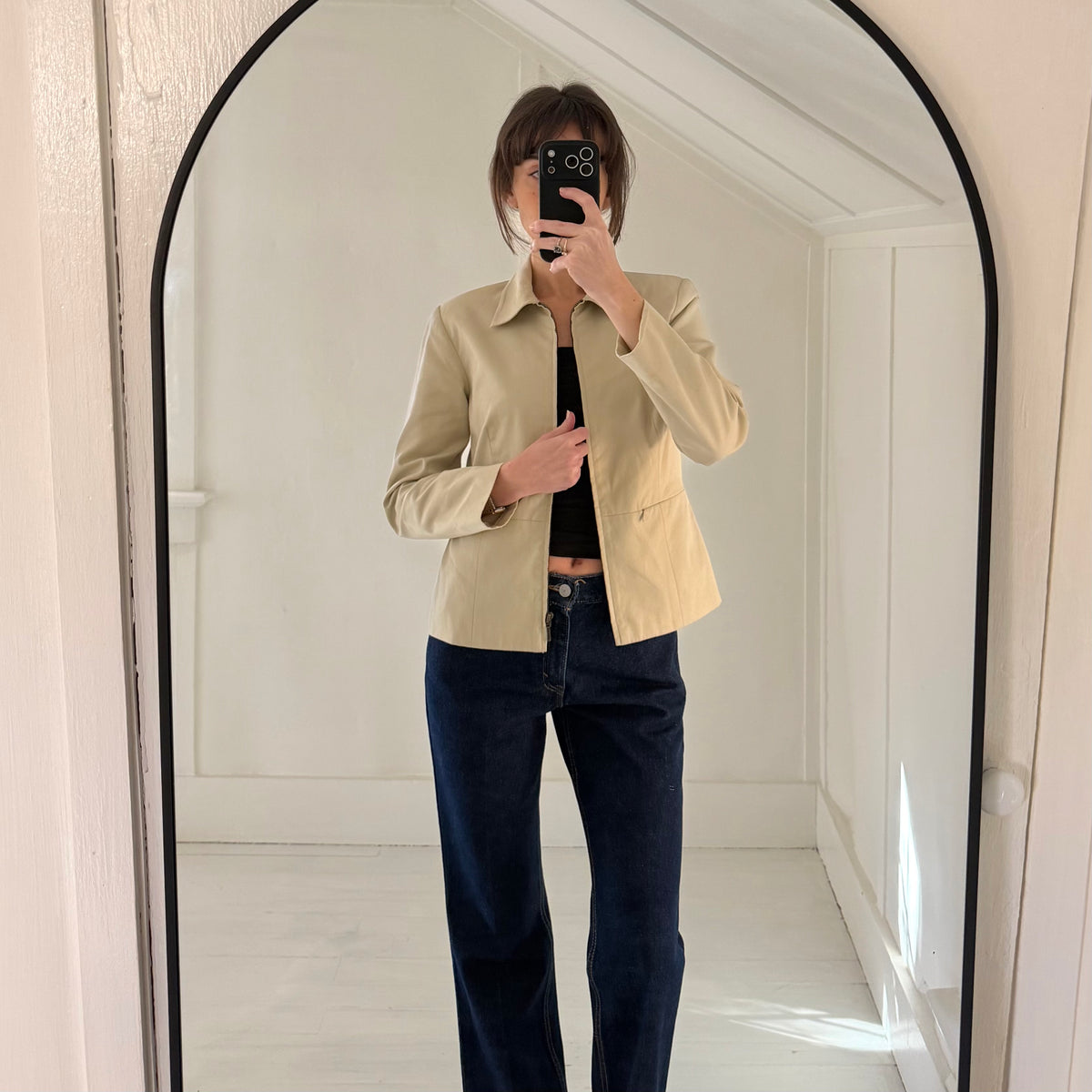 Petite Sophisticate Vintage Y2K Zip Up Jacket Beige Size 2