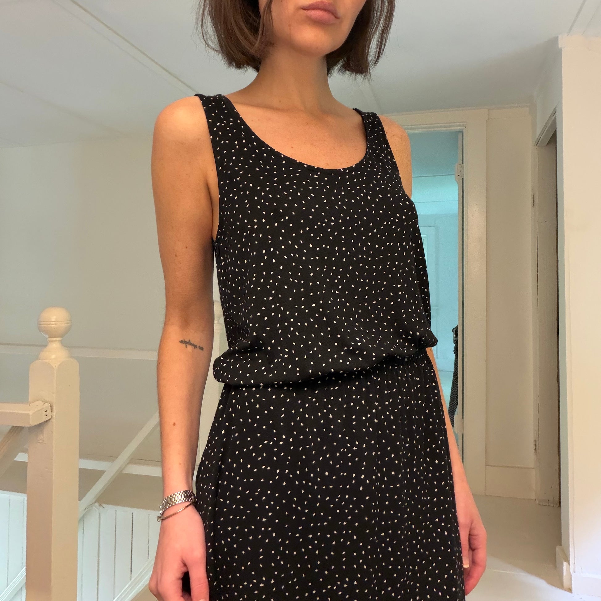 H&M Dot Print Blouson Waist Mini Dress Size XS