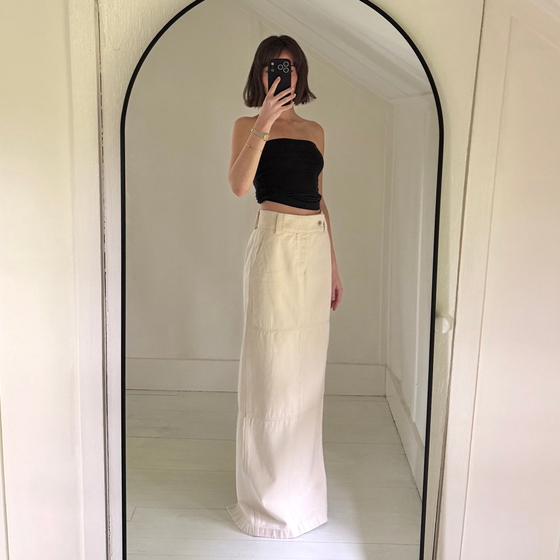Helsa Canvas Maxi Skirt in Ecru Size XS