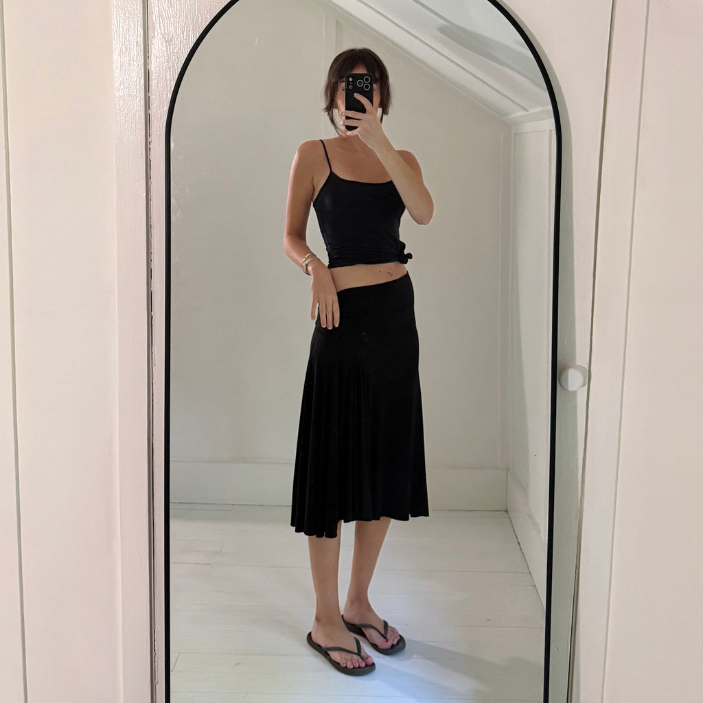 Max Studio Vintage Y2K Drop Waist Bias Cut Midi Skirt Size SP