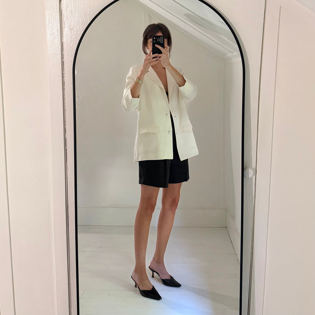 Cami NYC Owen Silk Linen Blazer Jacket in White Size M