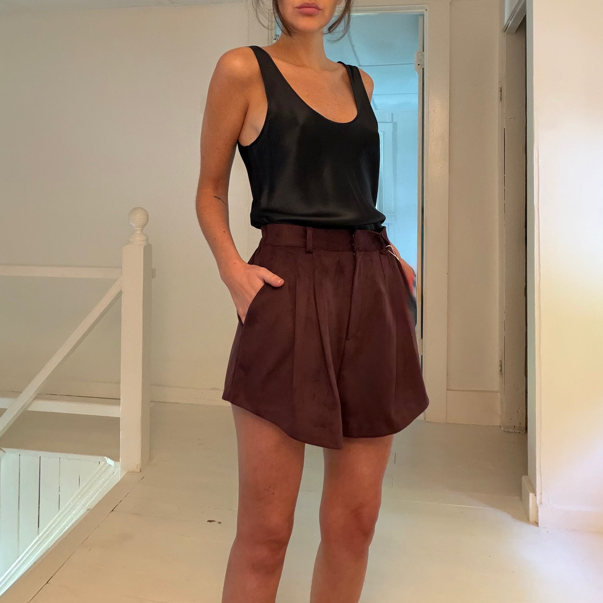 Source Unknown Vegan Suede Pleated Shorts NWT Size S/M