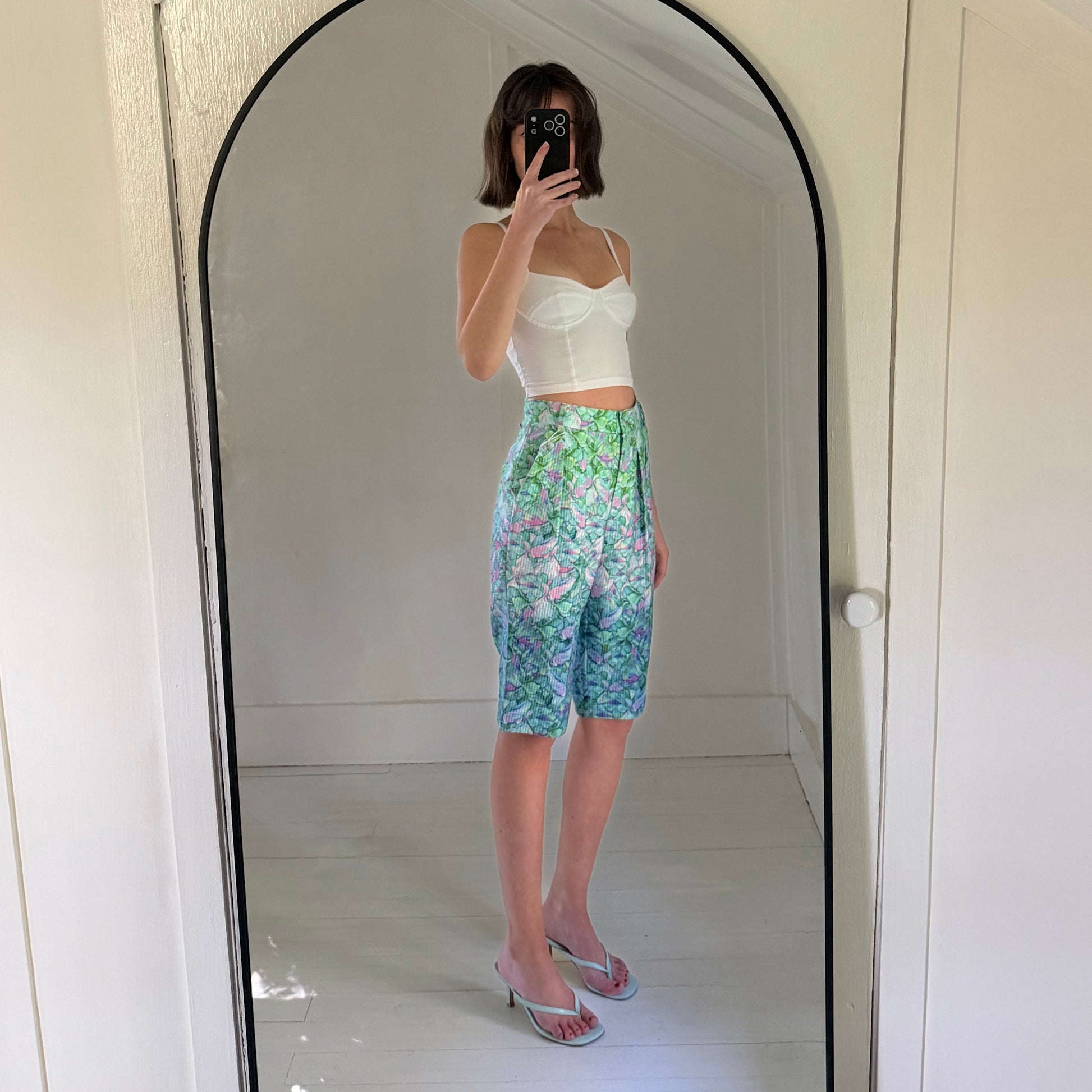 Sportmax SS12 Floral Pleated Bermuda Shorts in Azure NWT