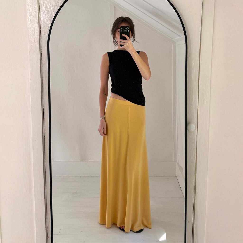 Toteme Fluid Jersey Midi Skirt in Cornsilk Size S