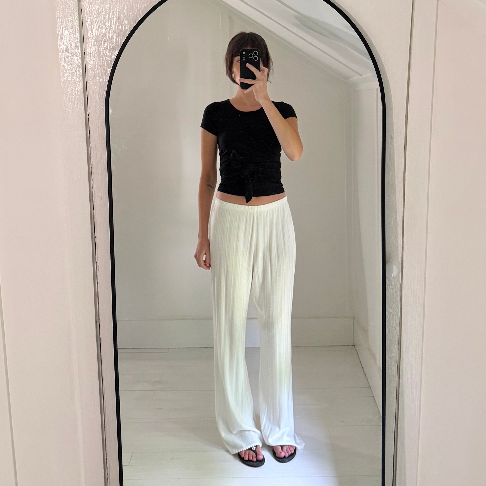 J. Crew Pointelle Knit Wide Leg Pant in Ivory NWT Size M