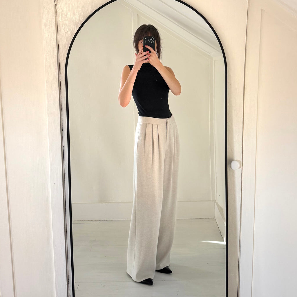Emanuel Ungaro Vintage 90s Wool Cashmere Knit Pleated Wide Leg Trousers Size 10