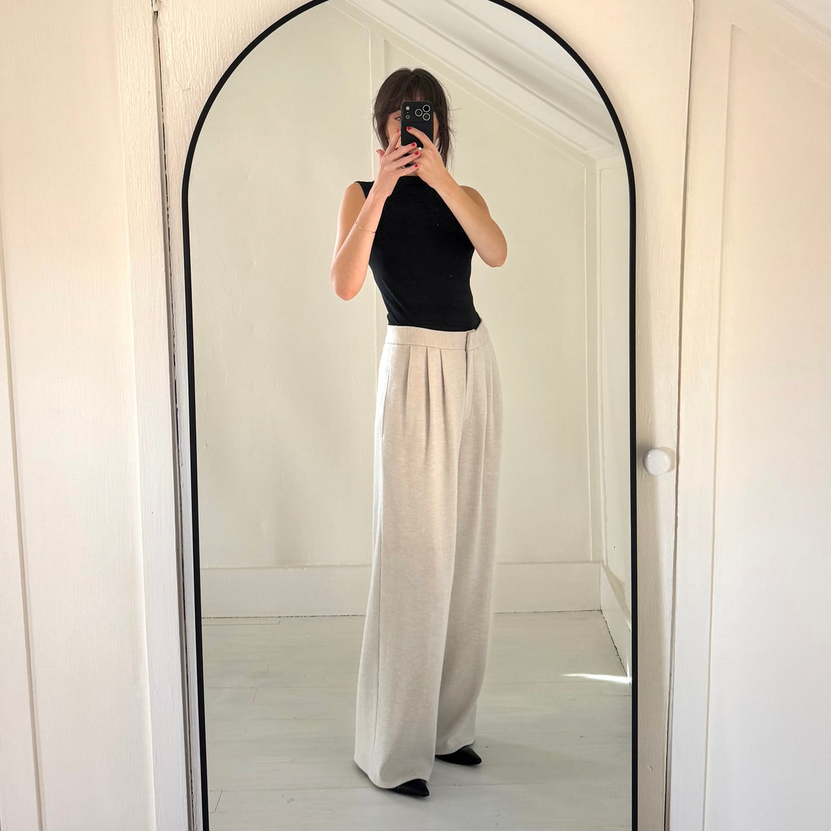 Emanuel Ungaro Vintage 90s Wool Cashmere Knit Pleated Wide Leg Trousers Size 10