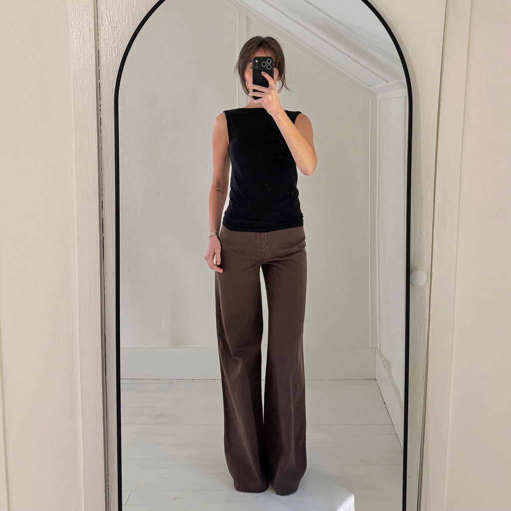& Other Stories Stockholm Atelier High Rise Wide Leg Jeans Size EU 34 Dark Brown