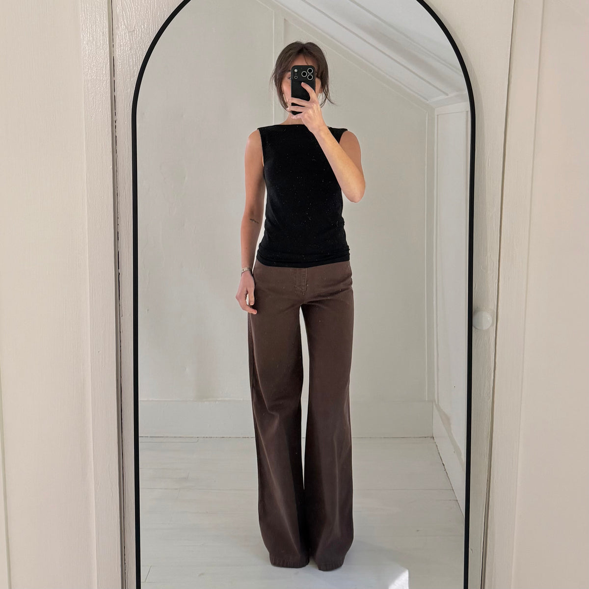 & Other Stories Stockholm Atelier High Rise Wide Leg Jeans Size EU 34 Dark Brown