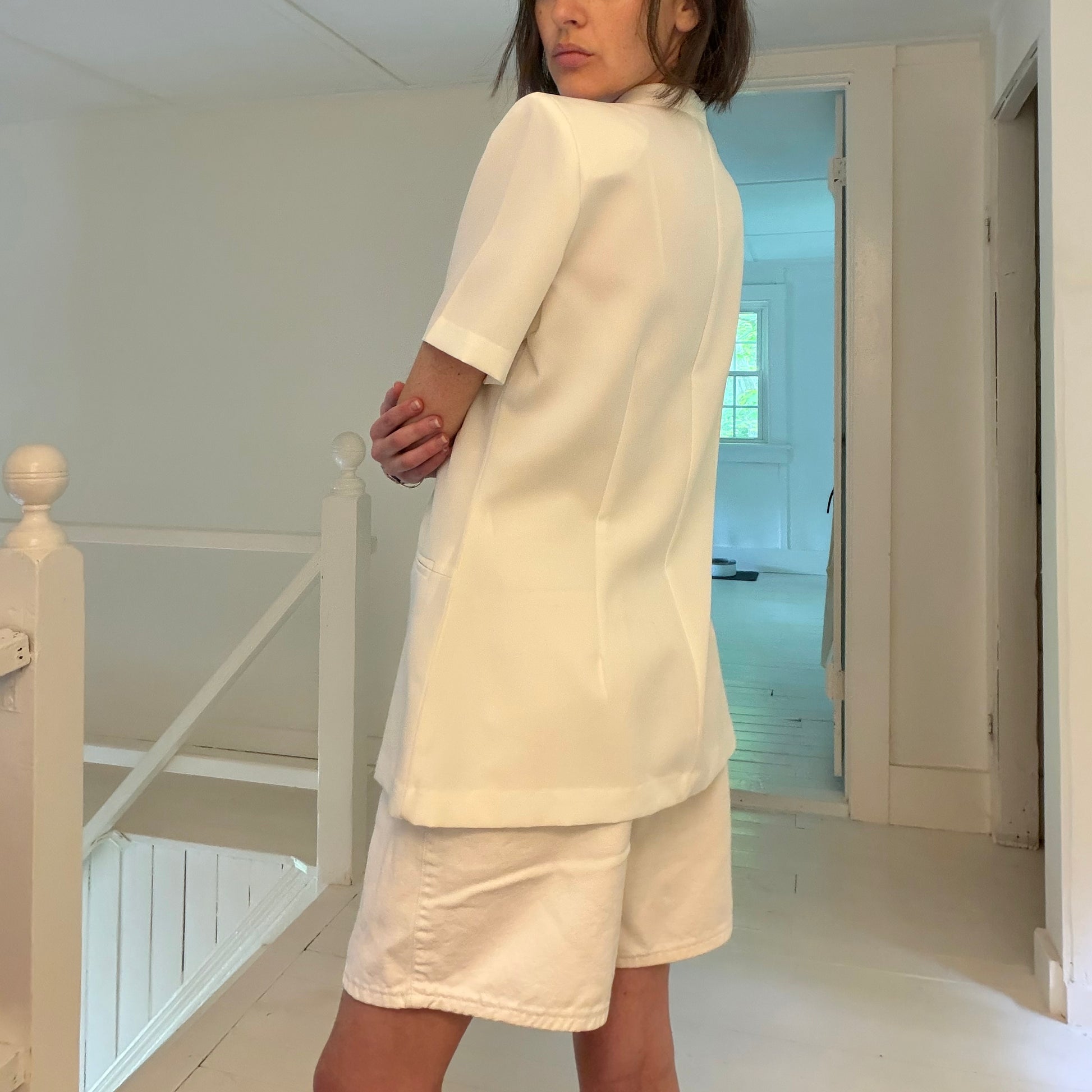 Tower Hill Collection Vintage 90s Short Sleeve Collarless Blazer Size 10