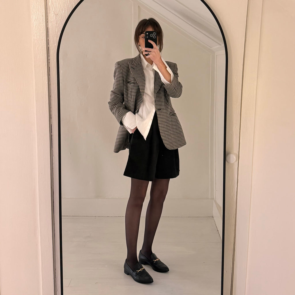Emporio Armani Wool Houndstooth Blazer Jacket Black/White