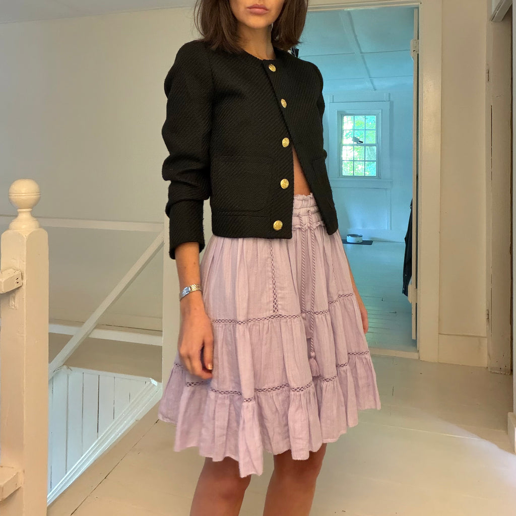 Isabel Marant Etoile Lioline Tiered Mini Skirt in Lilac Size 40