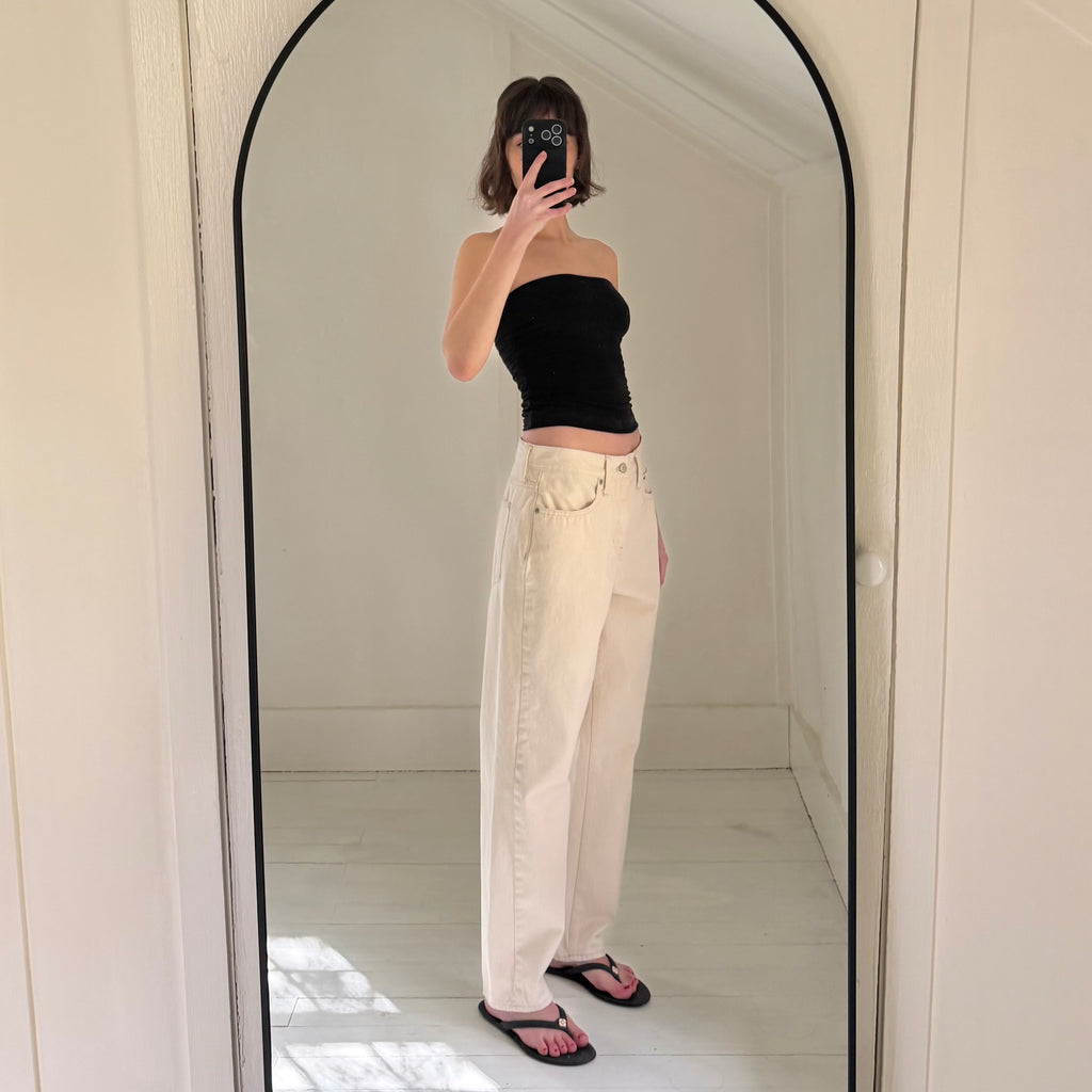 J. Crew Slouchy Straight Leg Boyfriend Jean in Ecru Size 27