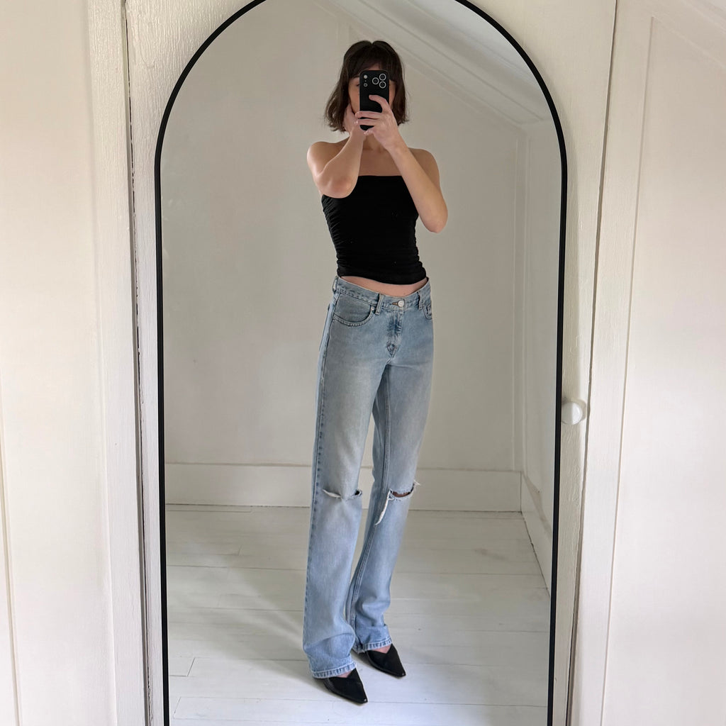 Calvin Klein Jeans Vintage 90s Low Rise Bootcut Jeans Allover Sandblast Size 7