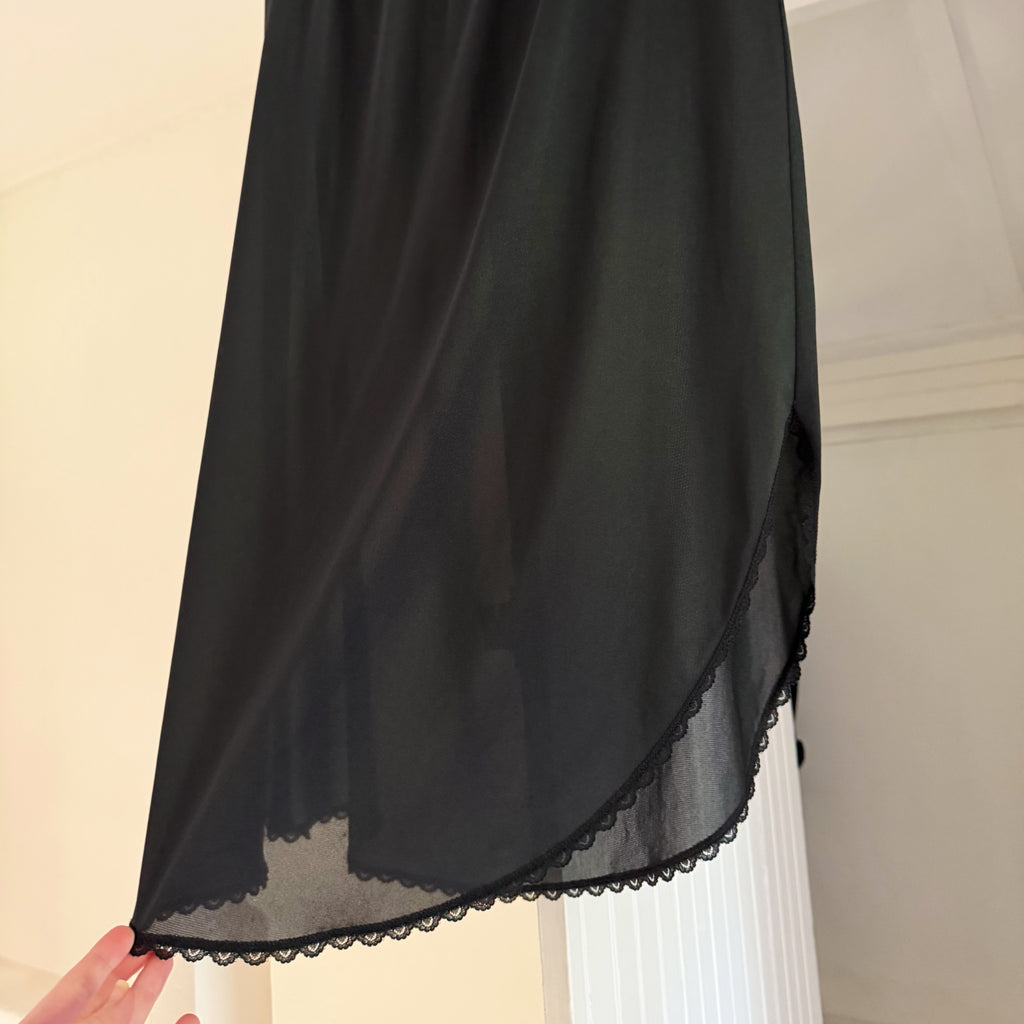 Sears Vintage 70s Lace Trim Midi Slip Skirt Size L